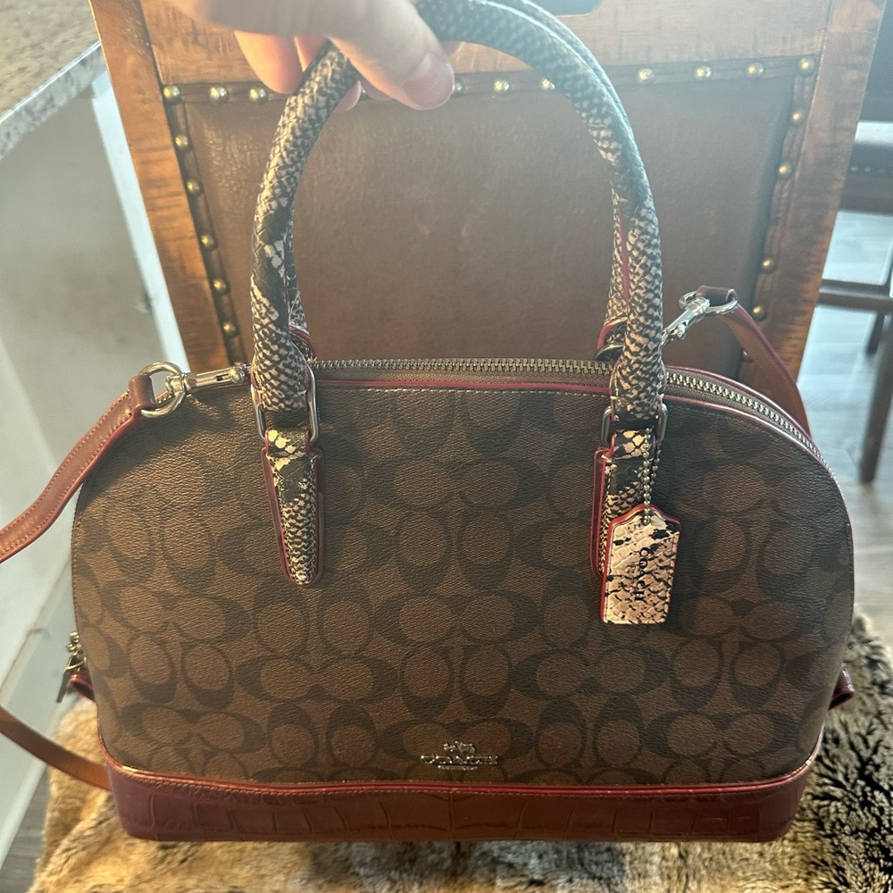 Coach Designer Authentic Exotic Brown and Oxford Sierra Satchel Bag
